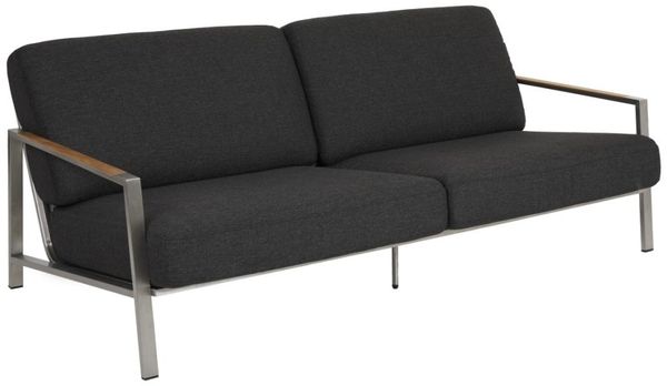 Gartensofa Naos mit Kissen aus Edelstahl und Olefin-Stoff, modern, dunkelgrau, für 2–3 Personen