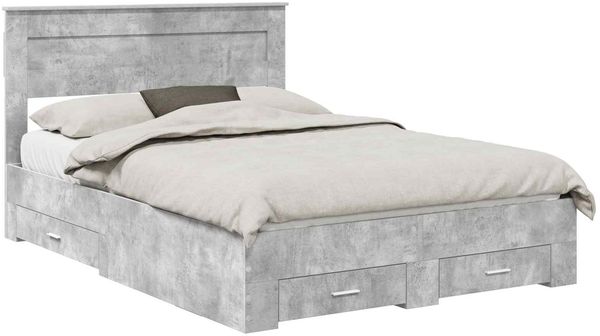vidaXL Bettrahmen mit Kopfteil Beton Grau 160 x 200 cm Holzwerkstoff 3409969 Bild 2
