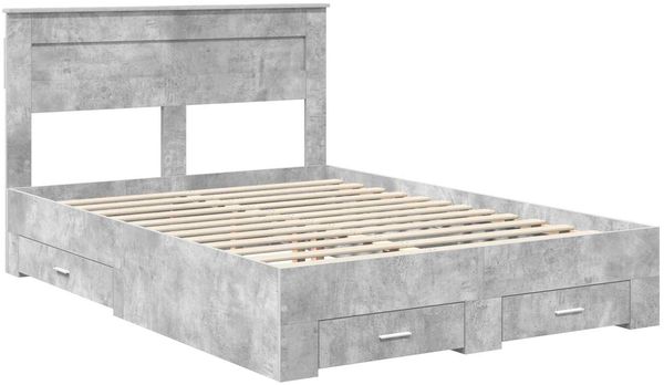 vidaXL Bettrahmen mit Kopfteil Beton Grau 160 x 200 cm Holzwerkstoff 3409969 Bild 4