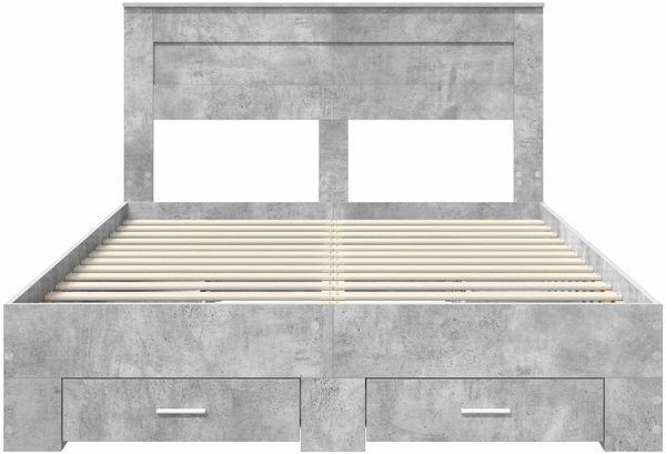 vidaXL Bettrahmen mit Kopfteil Beton Grau 160 x 200 cm Holzwerkstoff 3409969 Bild 8