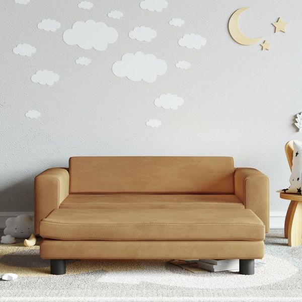 vidaXL Kindersofa mit Hocker Braun 100x50x30 cm Samt 3196412