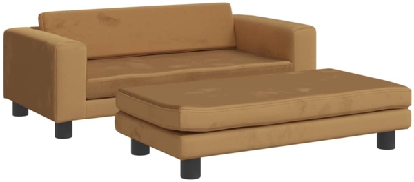 vidaXL Kindersofa mit Hocker Braun 100x50x30 cm Samt 3196412