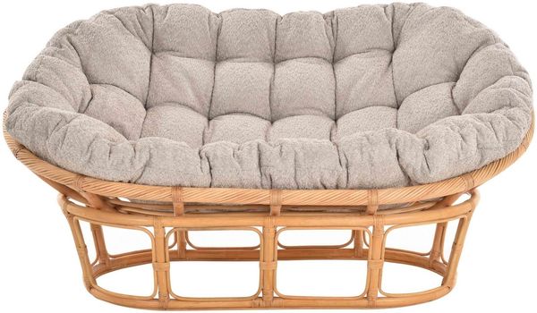 Krines Home Relaxsessel Papasansessel XXL mit Kissen Relax Papasan Natur Rattan Liegesessel (2-St, Untergestell und Sitzschale), Chair Zweisitzer