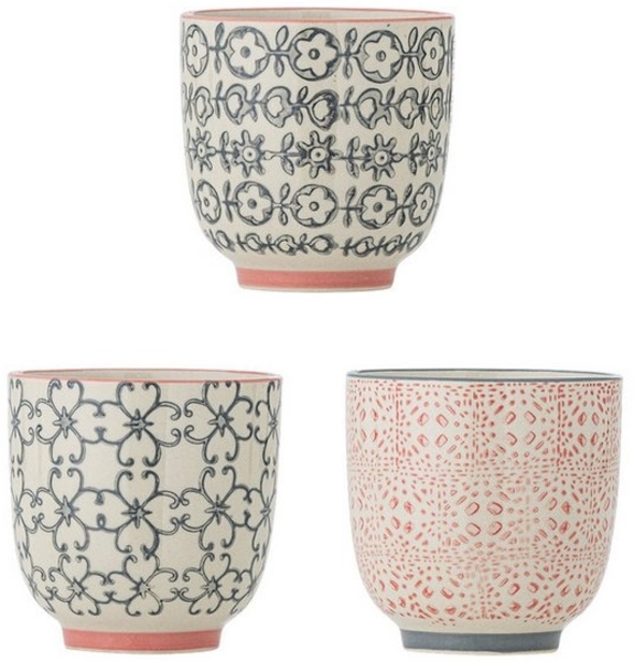 Bloomingville Becher Bloomingville Cécile Becher 180 ml Rose Steingut 3er Set, Steingut