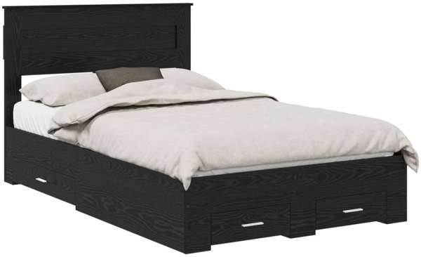 vidaXL Bettrahmen Schwarz Eichen-Optik 120x190 cm Holzwerkstoff 3410004