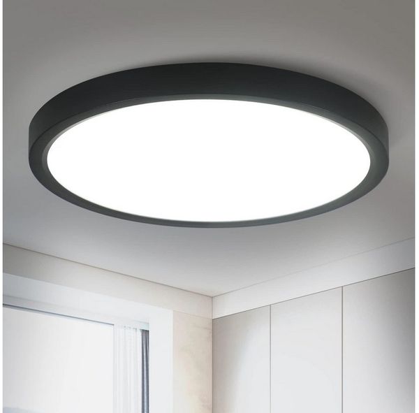 ZMH LED Deckenleuchte Dimmbar Modern einfache Selbstmontage Deckenlampe für Wohnzimmer Flur, Hochwertige Design, LED fest integriert, 6500k, Schwarz Nicht Dimmbar