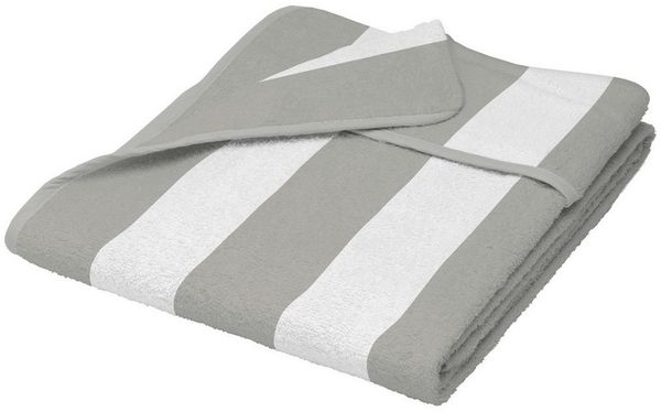 Beautissu Handtuch Handtuch Cassiss 200x75 cm Grau-Weiß-gestreift, Auflage Gartenliege Handtuch Strandtuch Poolliege Garten & Strand