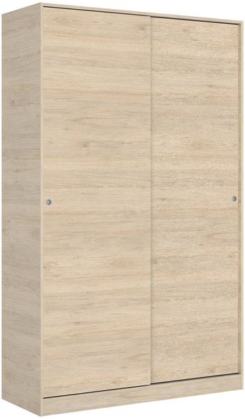 Dmora Kleiderschrank 2 Türen Alyson, Kleiderbügel für Schlafzimmer, Schiebetürenschrank, 120x50h204 cm, Eiche