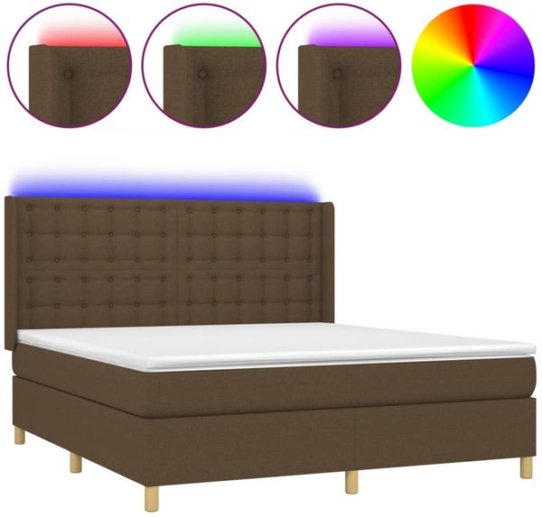 vidaXL Boxspringbett mit Matratze & LED Dunkelbraun 180x200 cm Stoff 3139216 Bild 2