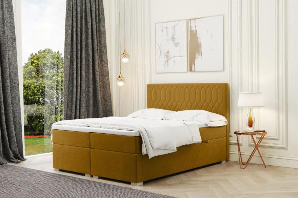 Boxspringbett Schlafzimmerbett DUSTY 180x220cm in Stoff Riviera Goldgelb