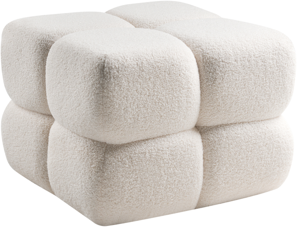 Pouf CALIENTE Bouclé Cremeweiß