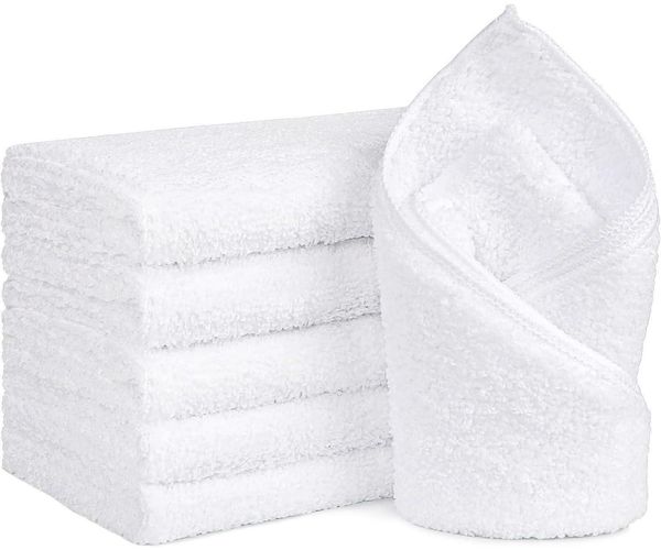 6er Pack weiße Mikrofaser Handtücher 16x28 Zoll - saugfähig, schnell trocknend