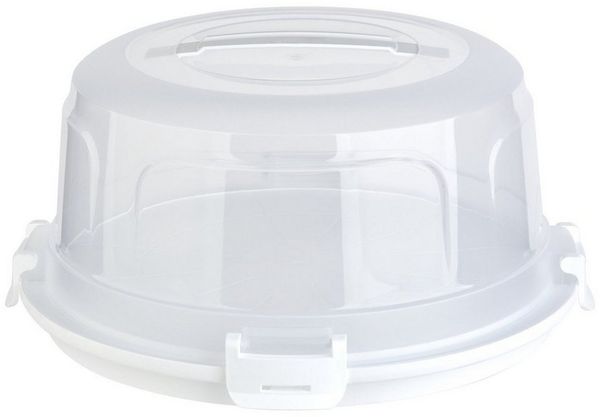 Engelland Kuchentransportbox mit Griff, Deckel und 4-fach Klick-Verschluss, rund, Kunststoff, (36,50 cm x H 17,50 cm, BPA-frei), spülmaschinengeeignet, lebensmittelecht, Stückeinteilungshilfe