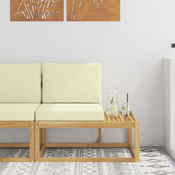 vidaXL Outdoor End Sofa Weiß 91 x 63 x 73 cm Massivholz Akazie 901478