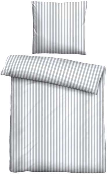Traumhaft schlafen - Castell - Markenbettwäsche Jersey Bettwäsche 0070731 LÄNGSSTREIFEN, grau, 1x 135x200 cm + 1x 80x80 cm