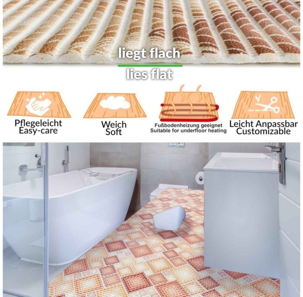 ANRO Schaum-Badematte Badteppich Weichschaum Badematte Schaum Karo Badvorleger braun Breite, Höhe 5 mm, strapazierfähig, Drainage Effekt, Rillen, wasserdurchlässig, rutschhemmend, pflegeleicht, Weich, Rutschfest, Rutschhemmend, Schnelltrockend, mit Dra... Bild 3
