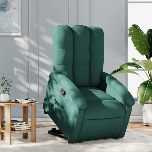 vidaXL Relaxsessel mit Aufstehhilfe Dunkelgrün Stoff 3204098