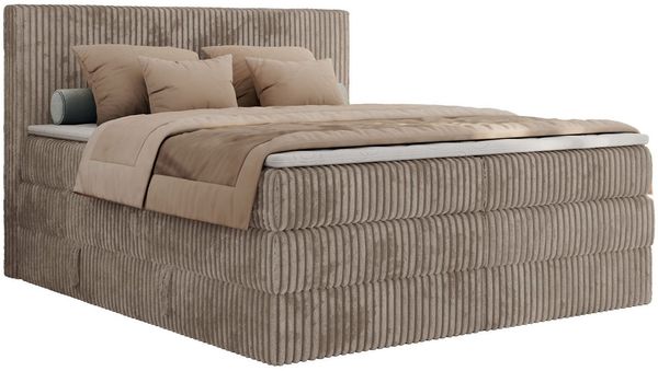 MKS MÖBEL Boxspringbett TILIANO KING (Packung, Set, Visco-Topper, Doppelbett, T30-Schaum), Polsterbett mit Multipocket-Matratzen, Cord Bett, Zwei Bettkästen Bild 2
