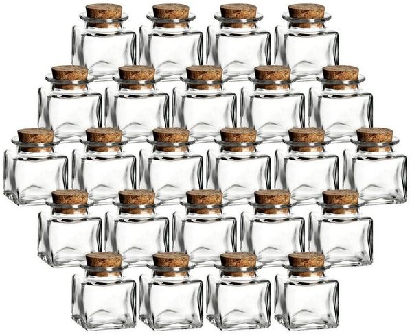 gouveo Vorratsglas Gewürzgläser 50 ml eckig mit Korken - Mini Korkengläser mit Korken, (24-tlg)