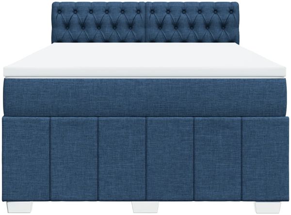 vidaXL Boxspringbett mit Matratze Blau 160x200 cm Stoff 3287132 Bild 4