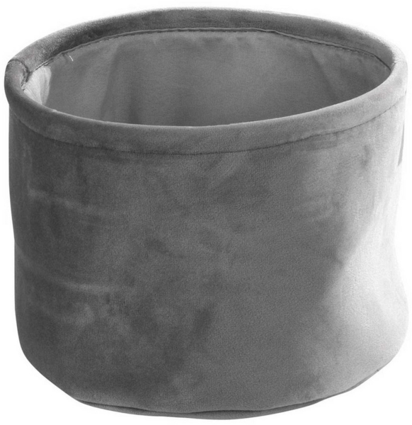 Home4You Aufbewahrungskorb, Grau, Samt, Ø 22 cm, H 16 cm, edles Design