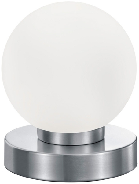 Reality Leuchten LED Nachttischlampe wechselbar / dimmbar, Glas / Metall weiß / silber, Durchmesser 12 cm