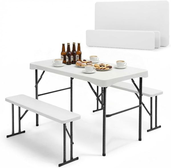 Sekey 113 x 61 cm Bierzeltgarnitur Klappbar Kunststoff, Weiß