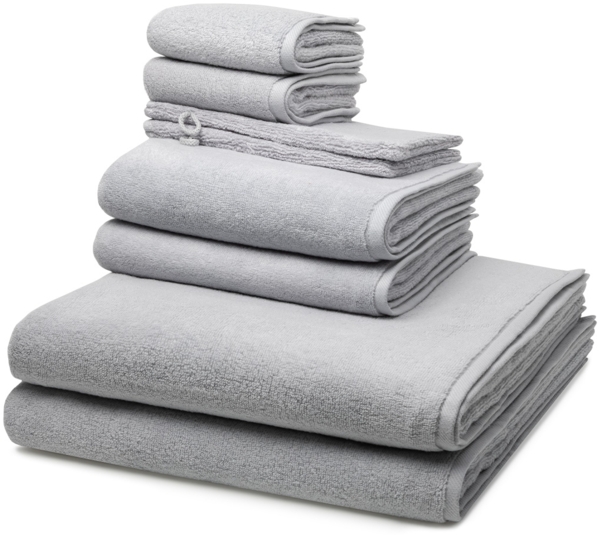 Ross Sensual Skin 8 tlg. Frottier-Set - 2 X Handtuch (50 X 100cm), 2 X Duschtuch (75 X 140cm), 2 X Gästetuch (30 X 50cm), 2 X Waschhandschuh (16 X 22cm) - 500 g/m2 - Chrom