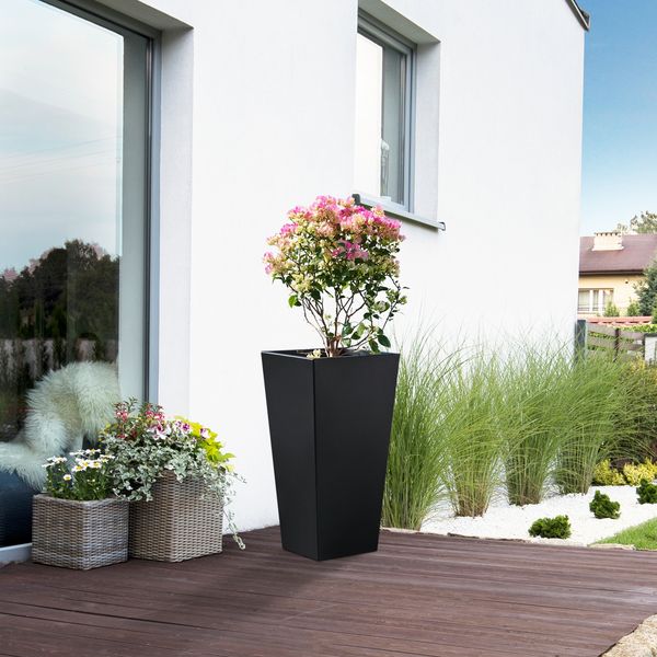 Pflanzkübel Vaargel 76x39x39 cm verzinkter Stahl Schwarz [casa. pro]