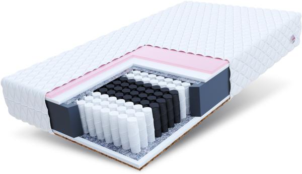 Matratze 90x200 Taschenfederkern REGGIO 7 Zonen H2 H3 26 cm Kokos Visco Latex Polyurethanschaum Klimafaser JERSEY
