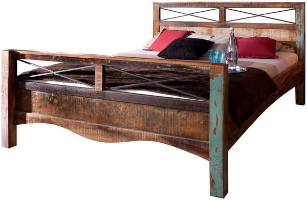 Bett Altholz 160x200x100 mehrfarbig lackiert NATURE OF SPIRIT #46