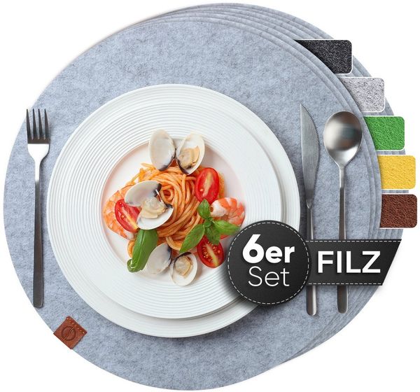 Loco Bird Platzset Tischset aus Filz, 6er Set Rechteckig, 38 cm Telleruntersetzer, (Tischset), abwischbare Tischuntersetzer Platzdeckchen