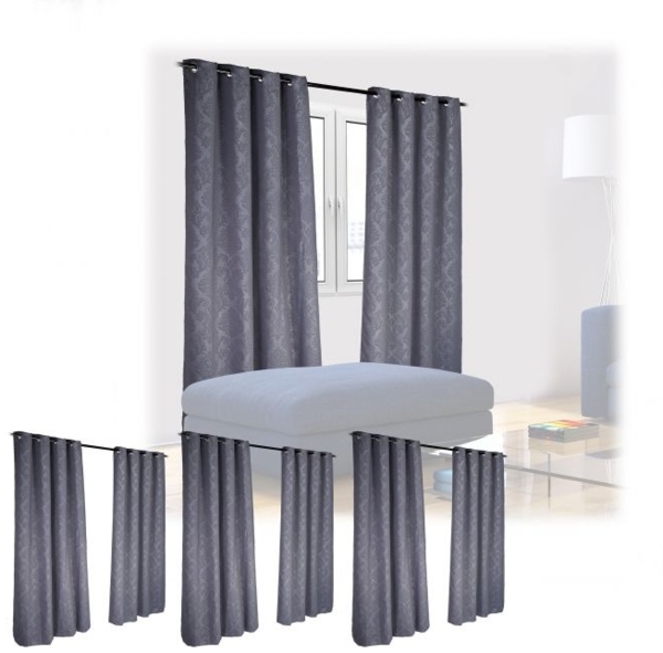 Relaxdays 8x Vorhang mit Muster, Polyester grau, 245x135 cm