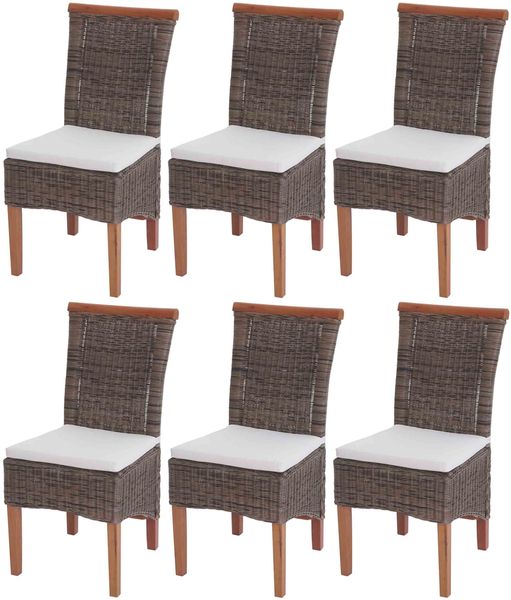 6er-Set Esszimmerstuhl Savona, Stuhl Küchenstuhl, Rattan ~ mit Sitzkissen Bild 8