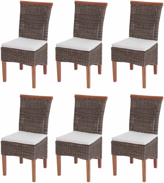 6er-Set Esszimmerstuhl Savona, Stuhl Küchenstuhl, Rattan ~ mit Sitzkissen Bild 7