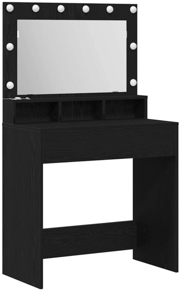 vidaXL Schminktisch mit Regal Schwarz Eichen-Optik 75,5 x 41 x 135 cm 865110