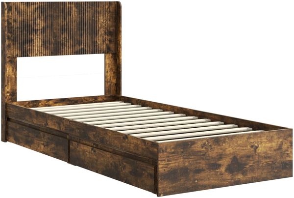 vidaXL Bettgestell mit Stauraum und Kopfteil 2 Stk. Holzwerkstoff 3414423 Bild 4