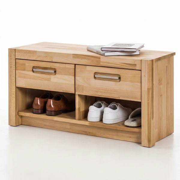 elegante Garderobenbank Kernbuche Schuhbank 100x43x40 #3851