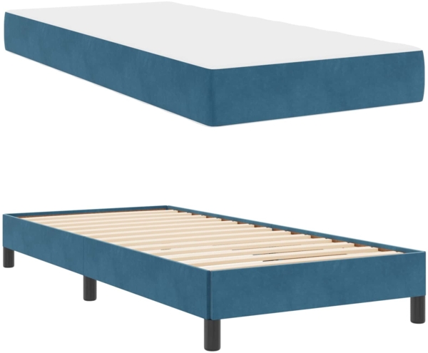 vidaXL Boxspringbett mit Matratze Dunkelblau 90 x 200 cm Stoff 3398669