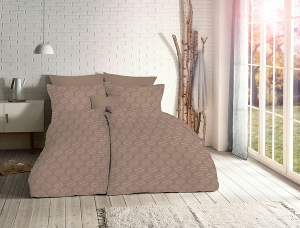 Fleuresse Jacquard Bettwäsche uni 155x220 Kugeln Punkte taupe 454618-9042