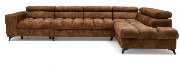 Muffo Ecksofa Pudding Maxi, Elegante starke Steppung, mit Bettkasten, verstellbaren Kopfstützen, mit Schalffunktion