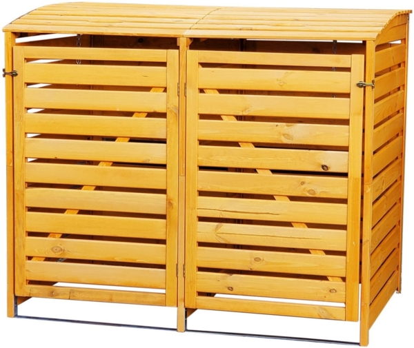 promadino Mülltonnenbox Vario III, für 2 Tonnen, robust aus ökologisch, zertifiziertem Kiefernholz