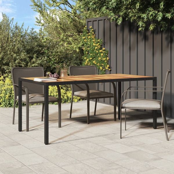 vidaXL Gartentisch 190x90x75 cm Poly Rattan und Akazienholz Schwarz 316722
