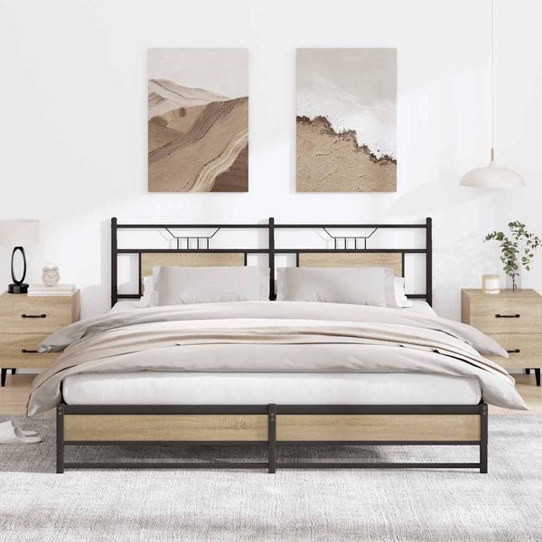 vidaXL Metallbett ohne Matratze Sonoma-Eiche 183x213 cm 3325121