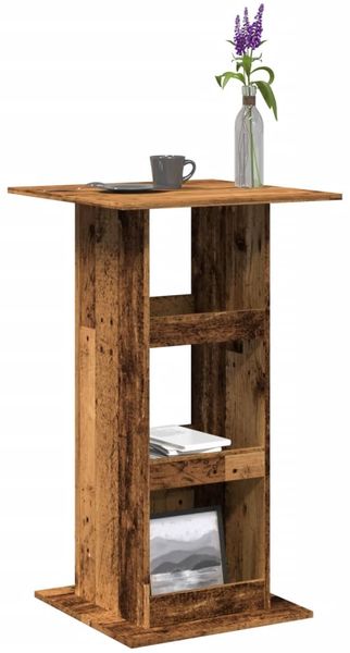 Bartisch, Stehtisch, Bistrotisch mit Ablagen Altholz-Optik 60 x 60 x 102 cm Holzwerkstoff