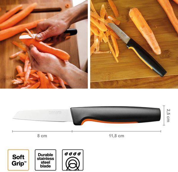 Fiskars 'Functional Form' Schälmesser, Stahl schwarz, 8 cm