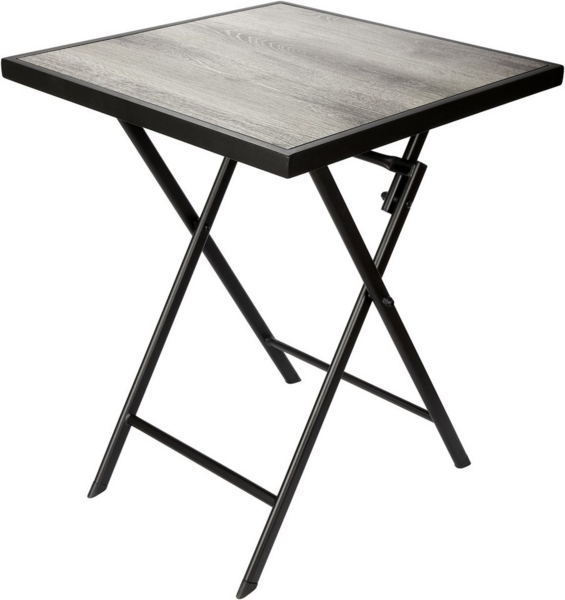 BRUBAKER Gartentisch Bergamo - 58 x 58 cm Balkontisch mit Holz Optik - Wetterfest (1-St, Klapptisch für Balkon, Terrasse - Bistrotisch), Metall Beistelltisch klappbar - Campingtisch eckig
