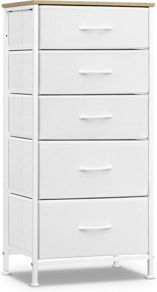 Woltu Hochkommode, aus Metallrahmen Holzwerkstoff, mit 5 Schubladen aus Stoff