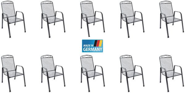 MFG ZINGST 10x Stapelsessel aus Streckmetall Gartenstuhl stapelbar