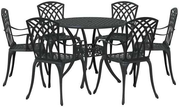 vidaXL Garten Essgruppe 7 pcs Schwarz Aluminium 3334721 Bild 2